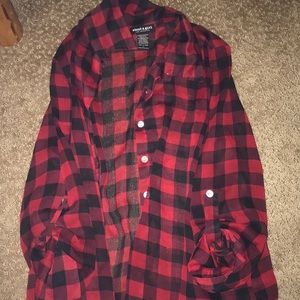 Adorable sheer red plaid women’s blouse